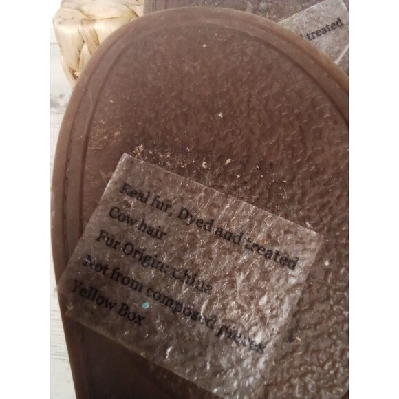 Women's Yellow Box Sandal Real Cow Hair / Cowhide Print Size‎ 7 Slip-on - Picture 11 of 11